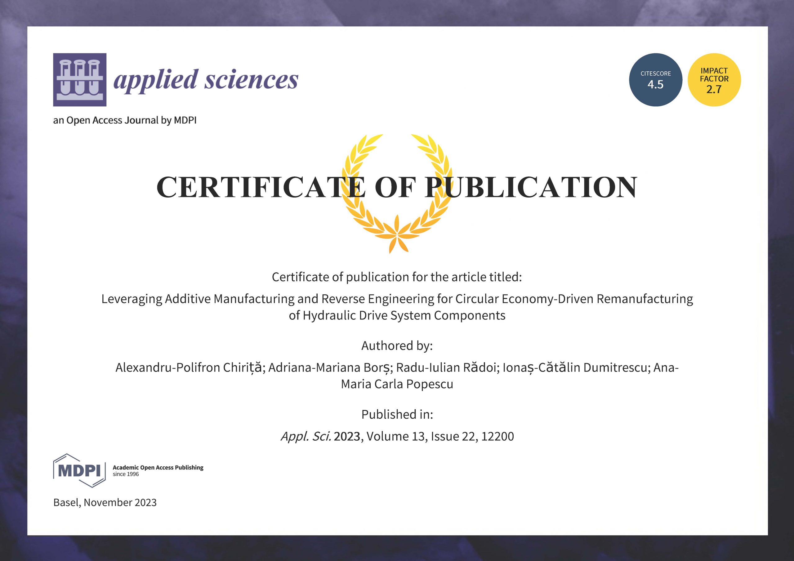 Publication Certificate MDPI_Applied Sciences