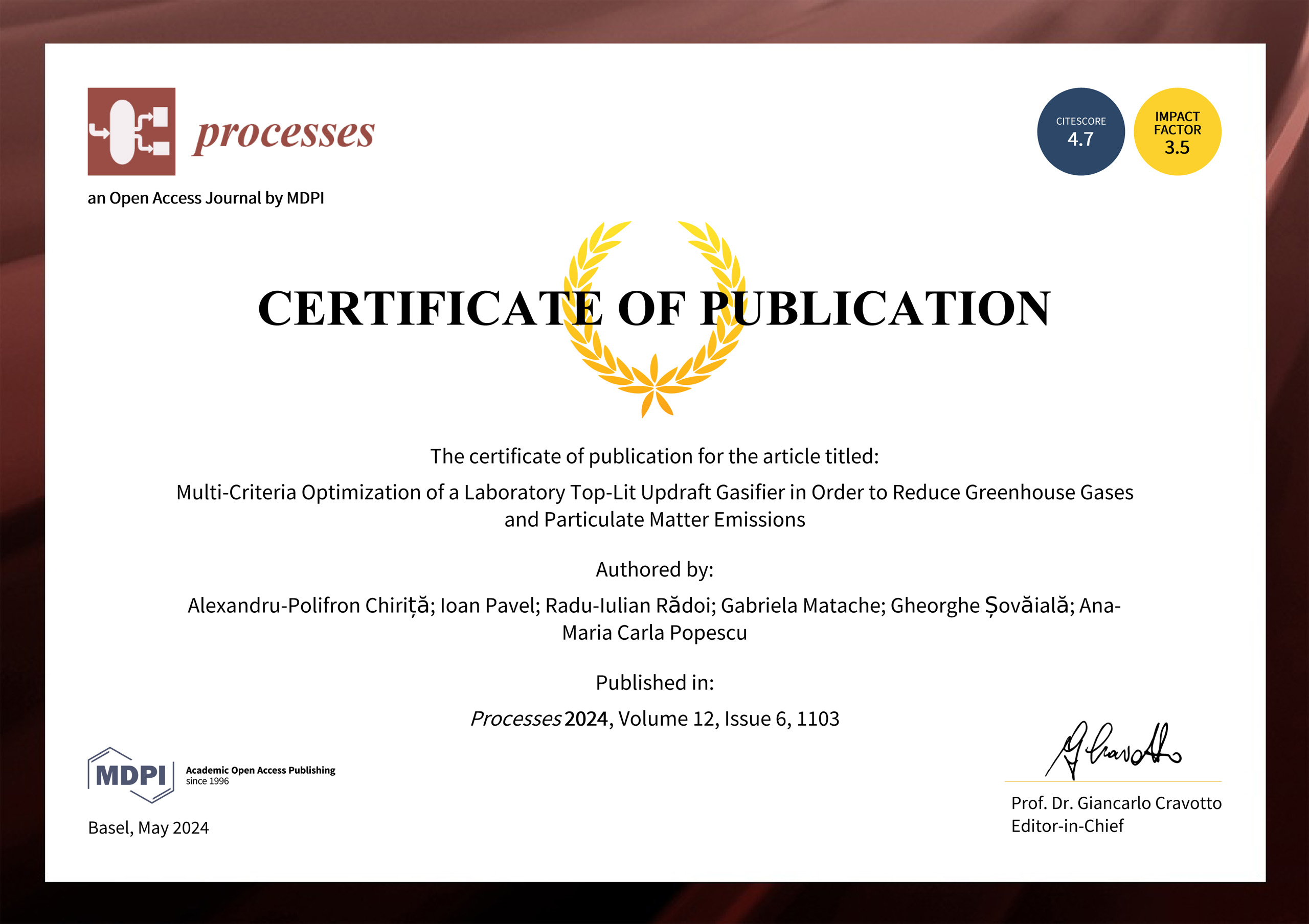 Publication Certificate MDPI_Processes
